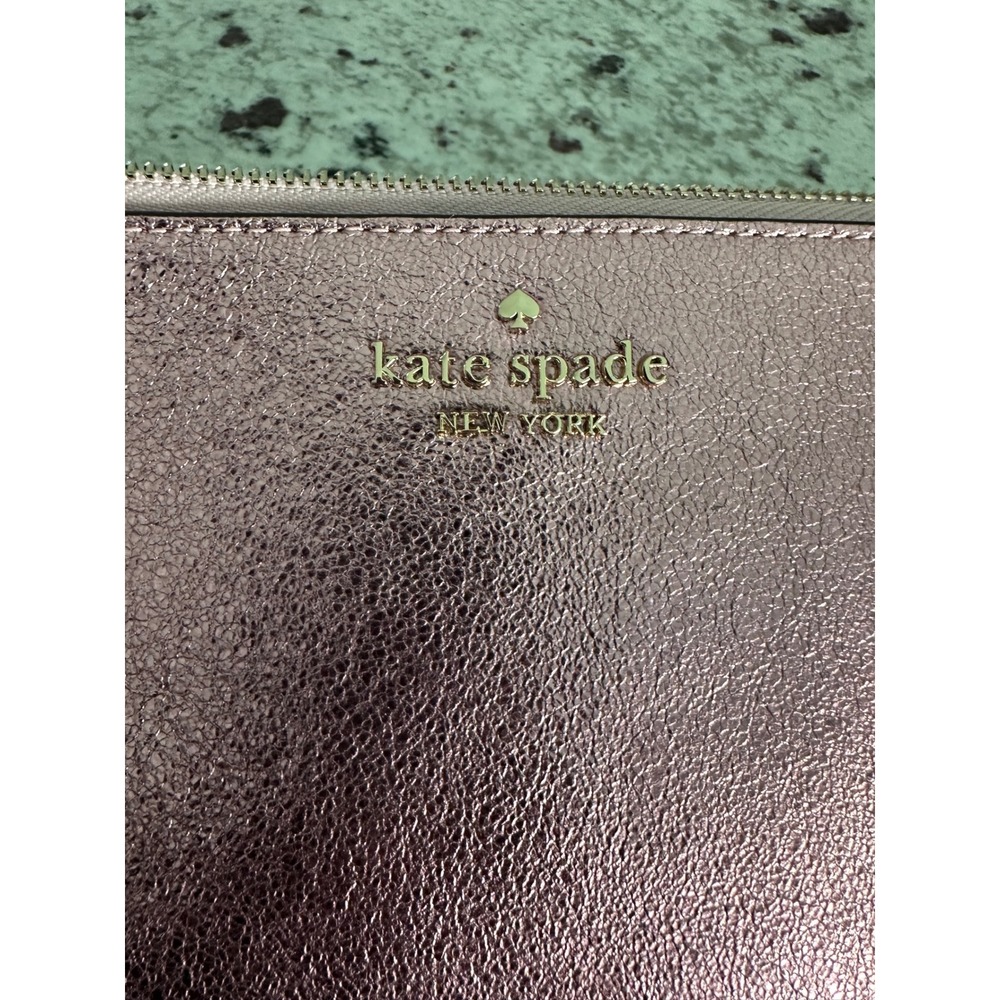 Kate Spade Lucy metallic pink Medium L-Zip bag Wristlet - Picture 4 of 5